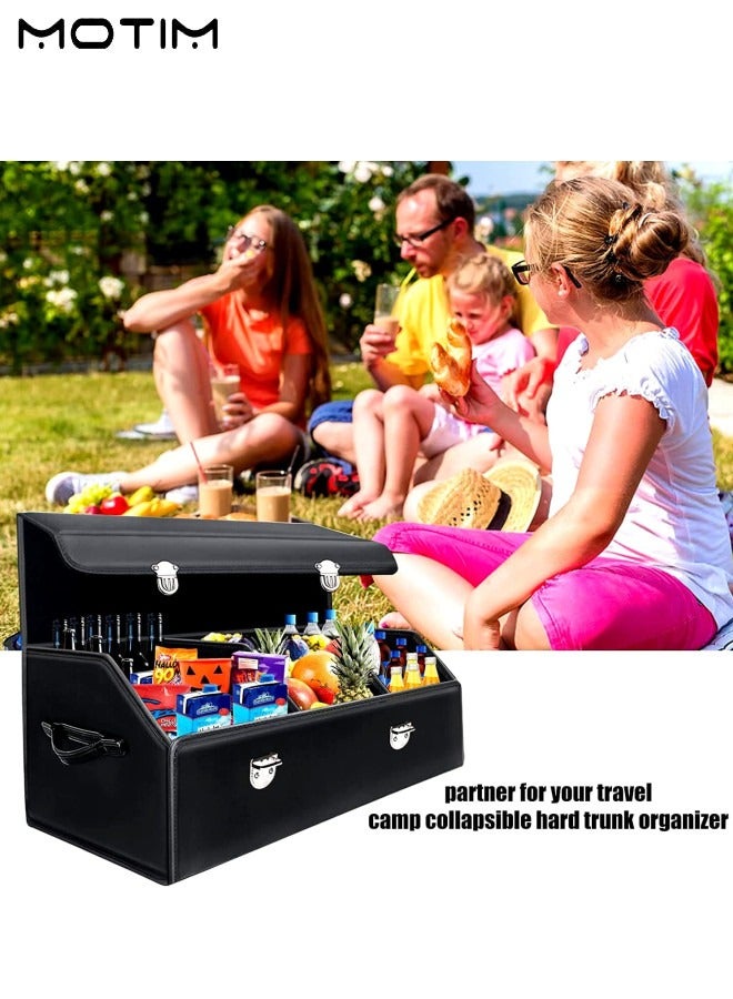 موتيم منظم وتخزين صندوق السيارة 75*30*30 سم، منظم صندوق أمتعة قابل للطي من الجلد لسيارات الدفع الرباعي، صندوق تخزين كبير قابل للتعديل ومتعدد الأجزاء لتخزين البقالة - Image 4