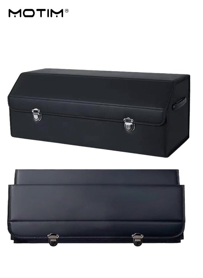 Motim - Car Trunk Organizer And Storage Suv Leather Collapsible Trunk Cargo Organizer Multi Compartment Adjustable Auto Grocery Large Storage Box - Image 1