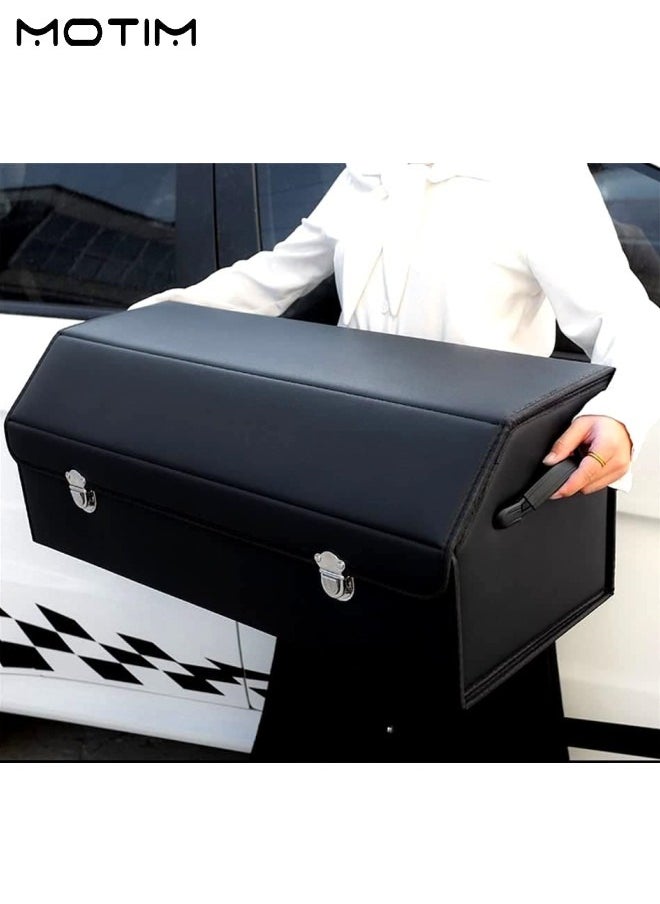 Motim - Car Trunk Organizer And Storage Suv Leather Collapsible Trunk Cargo Organizer Multi Compartment Adjustable Auto Grocery Large Storage Box - Image 1
