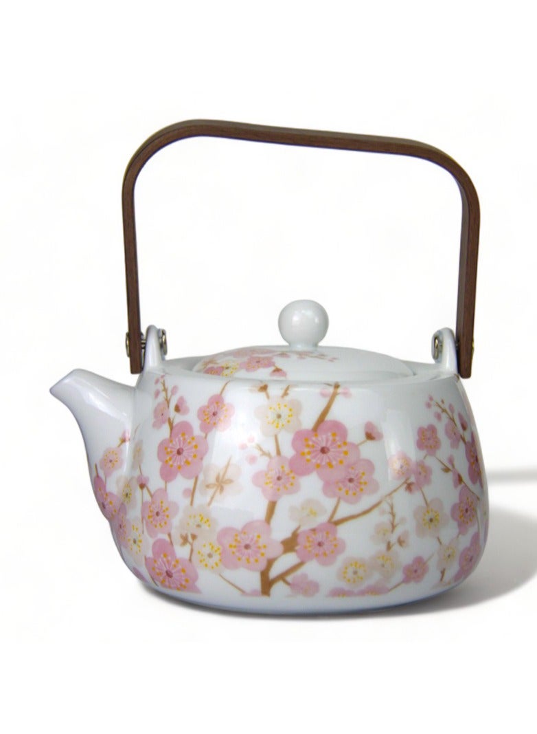 Tealand Cherry Porcelain Teapot set with Wooden Handle for Gift Home Tea Lovers Men Women w/ 2 cups  - Image 5