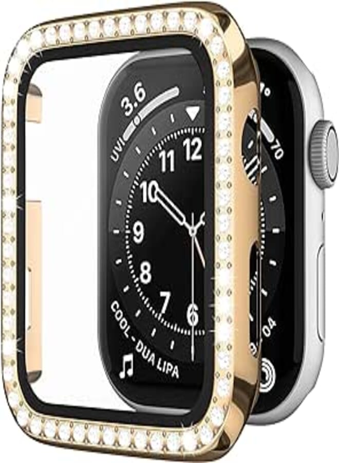 Next Next store Compatible with iwatch 38mm Series 3/2/1 Case with Tempered Glass Screen Protector, Bling Crystal Slim Protective Case for iWatch Women Men (Gold)