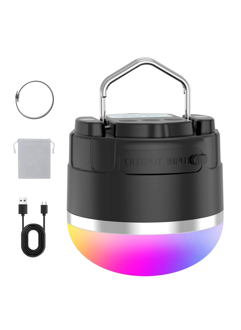 Verci RGB LED Camping Lights Rechargeable - Tent Light with 13 Lighting Modes & Power Bank, IP65 Ultra Waterproof Dustproof Tent Lantern, Portable Tent Lights for Camping Hiking Fishing Emergency Outage  - Image 1