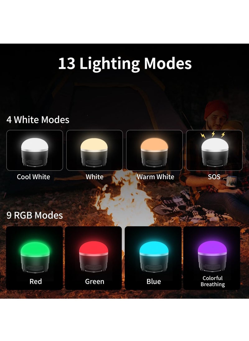 Verci RGB LED Camping Lights Rechargeable - Tent Light with 13 Lighting Modes & Power Bank, IP65 Ultra Waterproof Dustproof Tent Lantern, Portable Tent Lights for Camping Hiking Fishing Emergency Outage  - Image 3