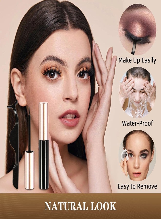 FEITA Magnetic Eyelashes & Eyeliner Kit, Reusable Magnetic Lashes with 1 Applicator Tweezer & 4 Eyeliner, 3D Cat Eye Natural Look False Eyelashes Pack, No Glue (15 Packs) - Image 4