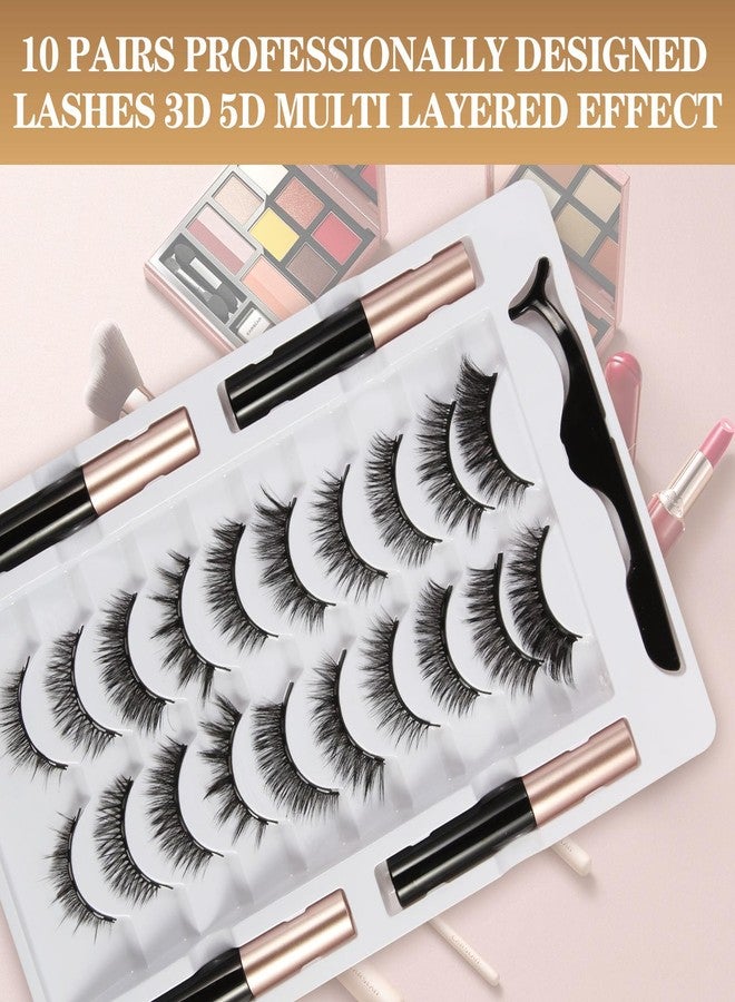 FEITA Magnetic Eyelashes & Eyeliner Kit, Reusable Magnetic Lashes with 1 Applicator Tweezer & 4 Eyeliner, 3D Cat Eye Natural Look False Eyelashes Pack, No Glue (15 Packs) - Image 5