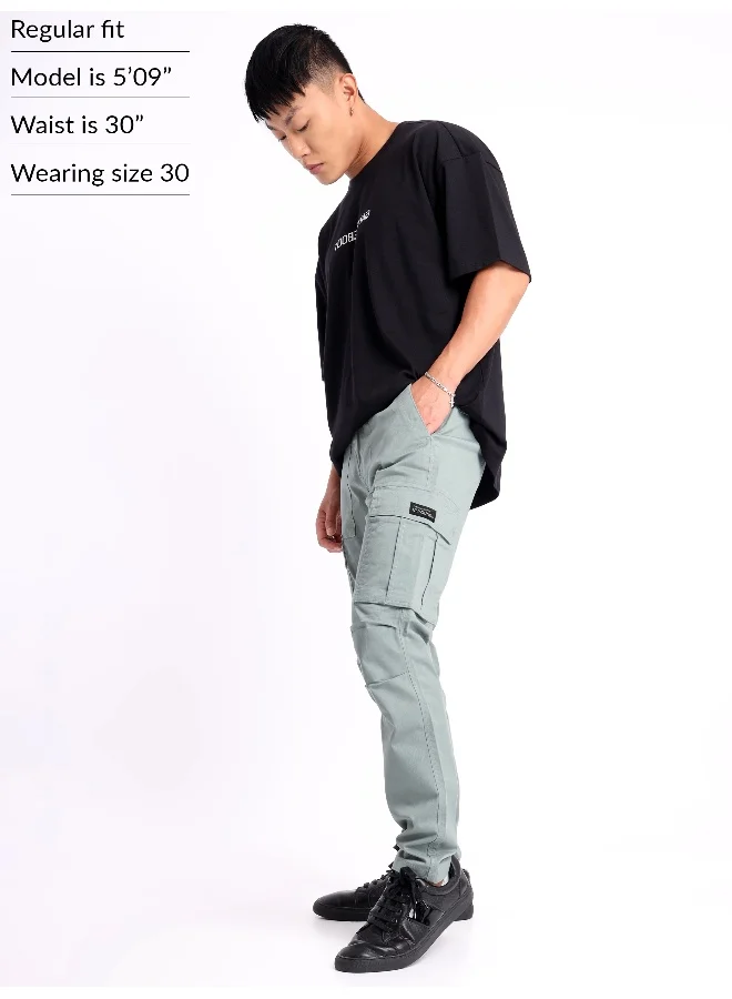 Beyoung Mist Grey Cargo Pants for Men
