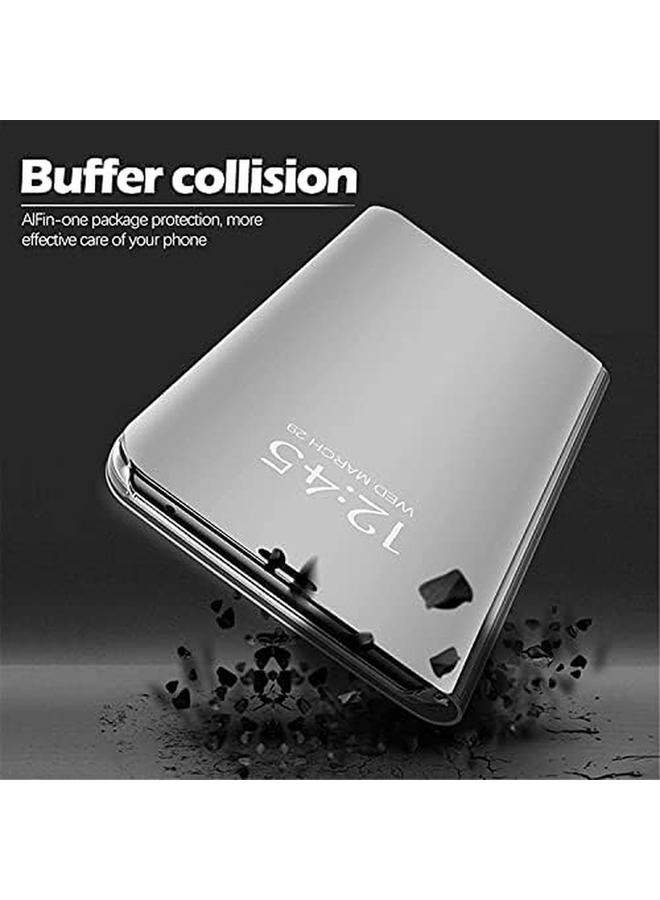 إيروريكس غطاء لهاتف Xiaomi 11 Lite 5G Ne Mi 11 Lite 5G 4G جراب هاتف خلوي شفاف مع مرآة قابلة للطي من جلد البولي يوريثان مع مسند غطاء واقٍ لهاتف Xiaomi 11 Lite 5G Ne Xiaomi 11 Lite فضي - Image 4