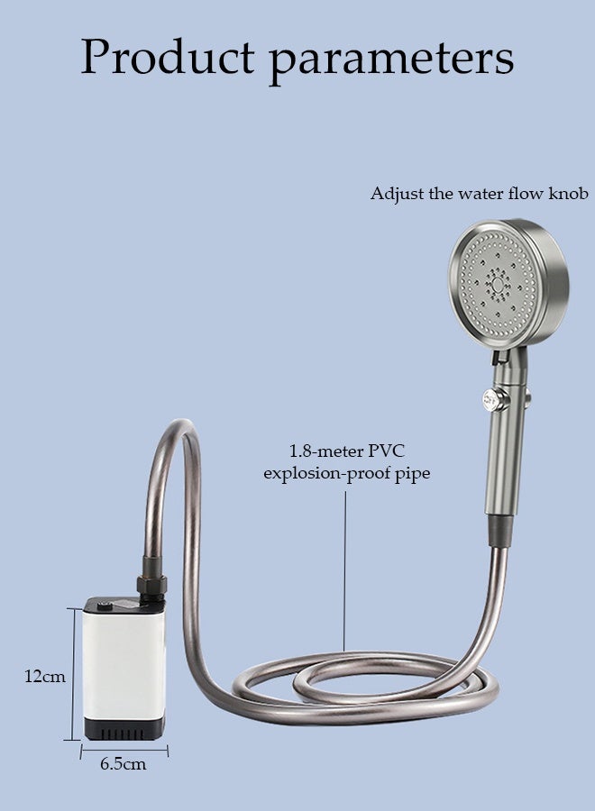 DUNISO Portable Bathroom Shower Set，Outdoor Shower Pump with Water Pump,Shower & Head Sprayer，Electric Portable Shower，Detachable and Washable，for Pet, Camping, Hiking, Traveling,Car Washing，1.8m - Image 4