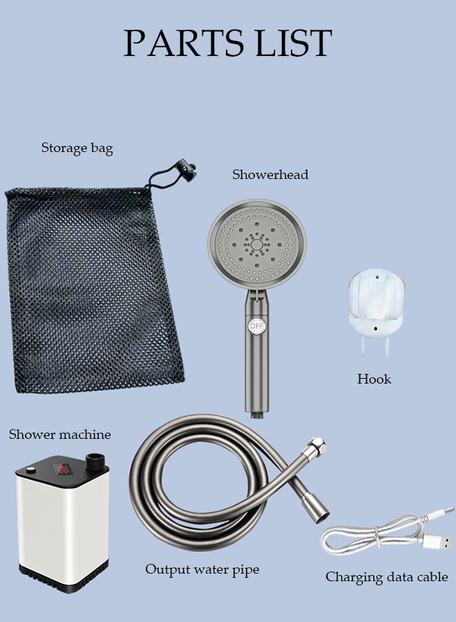 DUNISO Portable Bathroom Shower Set，Outdoor Shower Pump with Water Pump,Shower & Head Sprayer，Electric Portable Shower，Detachable and Washable，for Pet, Camping, Hiking, Traveling,Car Washing，1.8m - Image 5