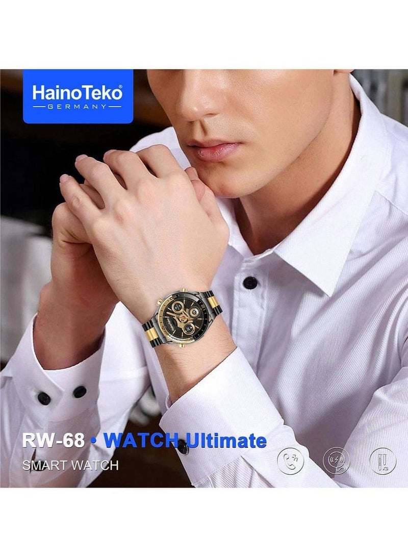 هينو تيكو ساعة HainoTeko RW-68 الذكية فائقة الجودة، مزودة بشاشة AMOLED وإمكانية إجراء المكالمات عبر تقنية البلوتوث وثلاثة أساور قابلة للتبديل. - Image 3