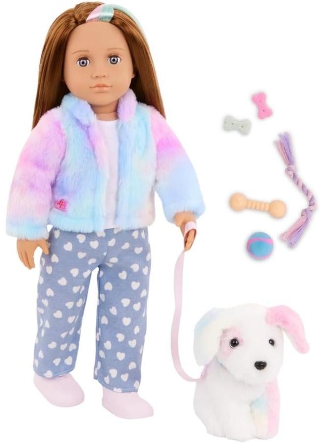 Our Generation - Skylar & Bow Our Generation 18-inch Doll Pet Plush Puppy Set, Doll w/Rainbow Pup & Acc. - Image 5
