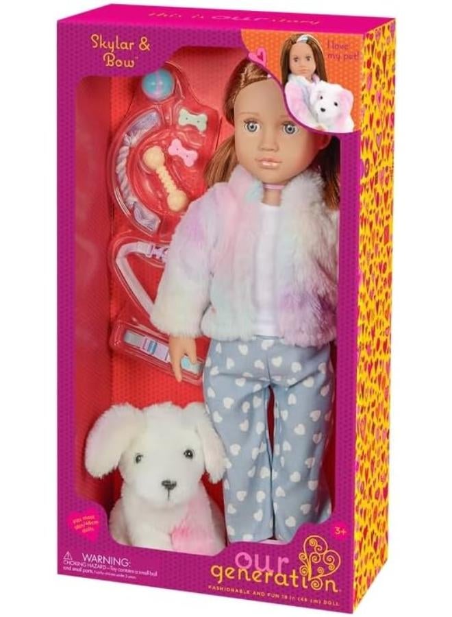 Our Generation - Skylar & Bow Our Generation 18-inch Doll Pet Plush Puppy Set, Doll w/Rainbow Pup & Acc. - Image 1