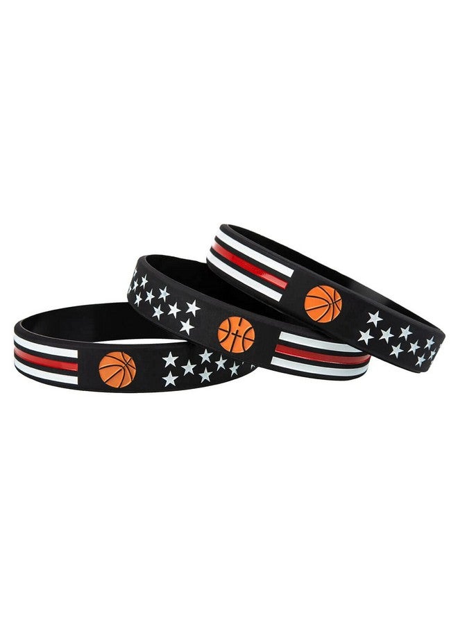 Sainstone Basketball Inspirational Silicone Bracelets With American Flag Thin Red Line Motivational Rubber Wristbands Gifts For Patriots Men Women Youths Teens And Sport Fans (Unisex) - Image 5