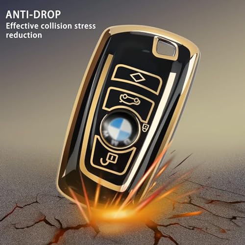 SHOPOFLUX TPU Car Key Cover Compatible for BMW X4, X3, 5 Series, 6 Series, 3 Series, 7 Series 4 Button Smart Key - Black - Image 4