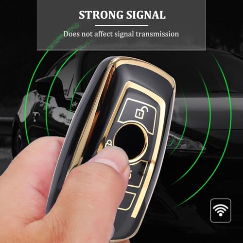 SHOPOFLUX TPU Car Key Cover Compatible for BMW X4, X3, 5 Series, 6 Series, 3 Series, 7 Series 4 Button Smart Key - Black - Image 3