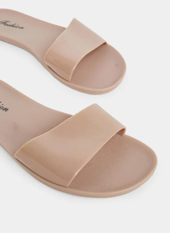 Take Two Take Two Beige Jelly Slides