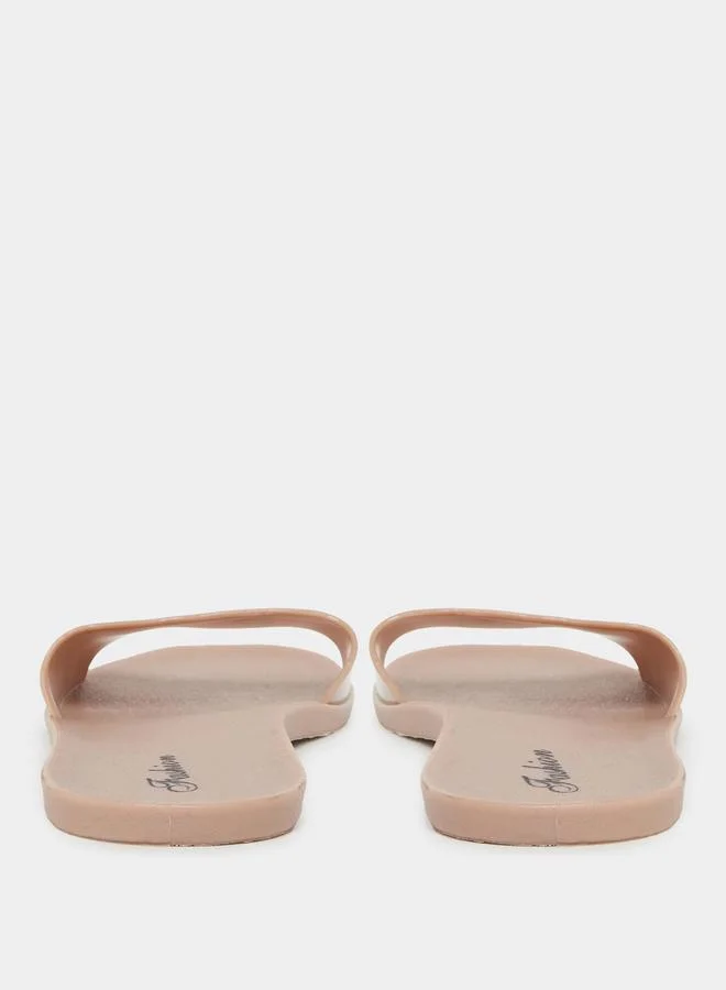 Take Two Take Two Beige Jelly Slides