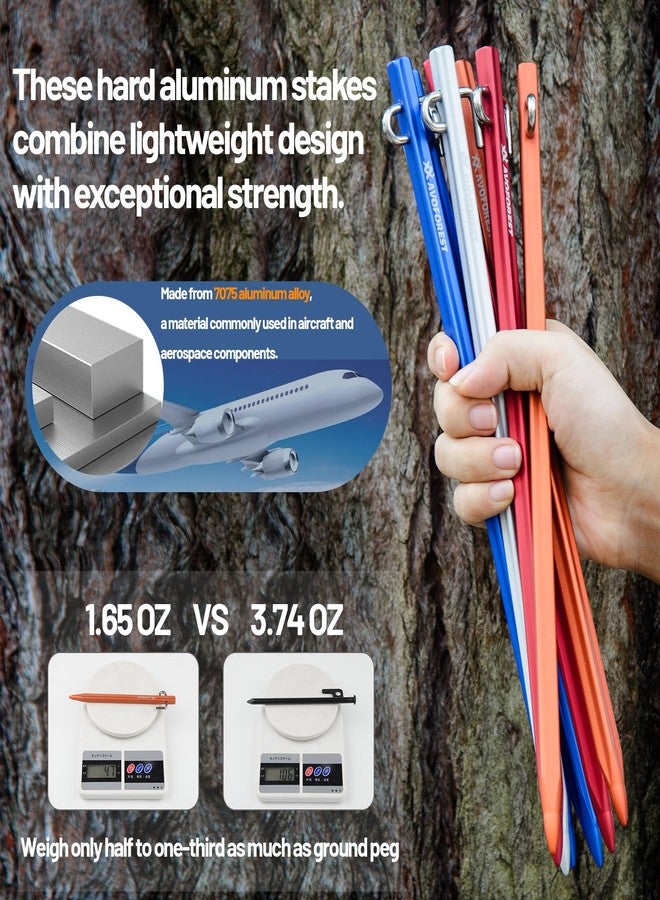 AVOFOREST Heavy Duty Tent Stakes - 8 Inch Extra Thick 7075 Aluminum Tent Pegs for Hard Ground, Lightweight & Rust-Proof Ground Stakes for Backpacking,Canopy,Hiking & Tarp (12 Pack) - Image 4