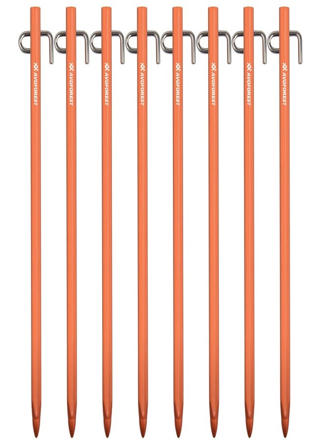 AVOFOREST Heavy Duty Tent Stakes - 8 Inch Extra Thick 7075 Aluminum Tent Pegs for Hard Ground, Lightweight & Rust-Proof Ground Stakes for Backpacking,Canopy,Hiking & Tarp (12 Pack) - Image 1