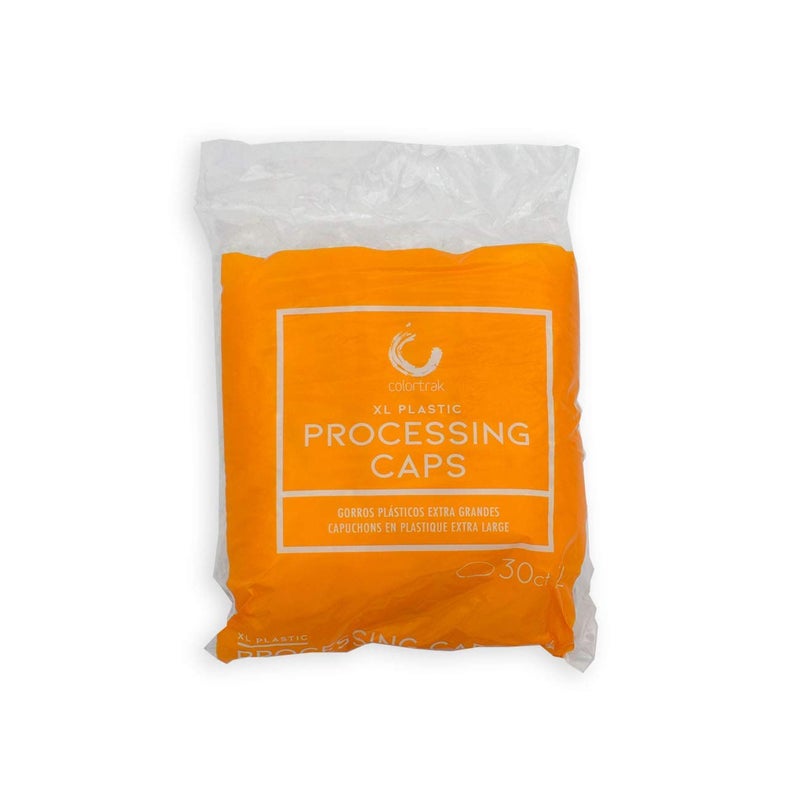 Colortrak Processing Caps Disposable Dye and Chemical Treatment Convenient Professional Pack Sizes For Perms Conditioners and Color Bouffant Style Head Coverings with Elastic Trim Clear