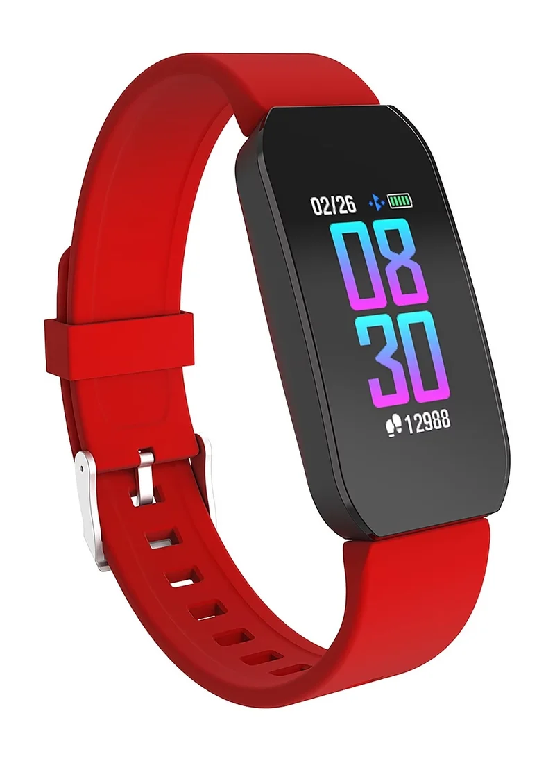 آي تاتش iTouch Unisex Interactive Activity Tracker Watch Black/Red with Silicone Strap, 500210B-G15