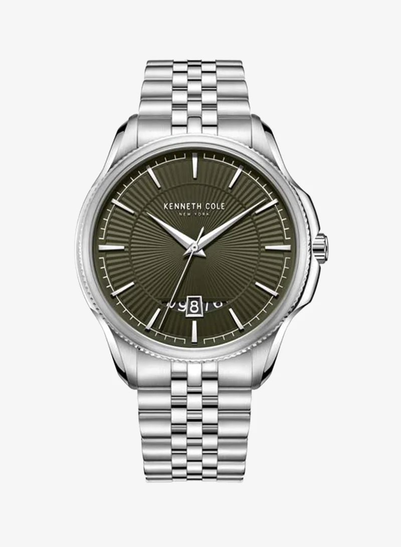 Kenneth Cole New York Modern Classic Olive Dial Stainless Steel Bracelet Analog Watch for Men