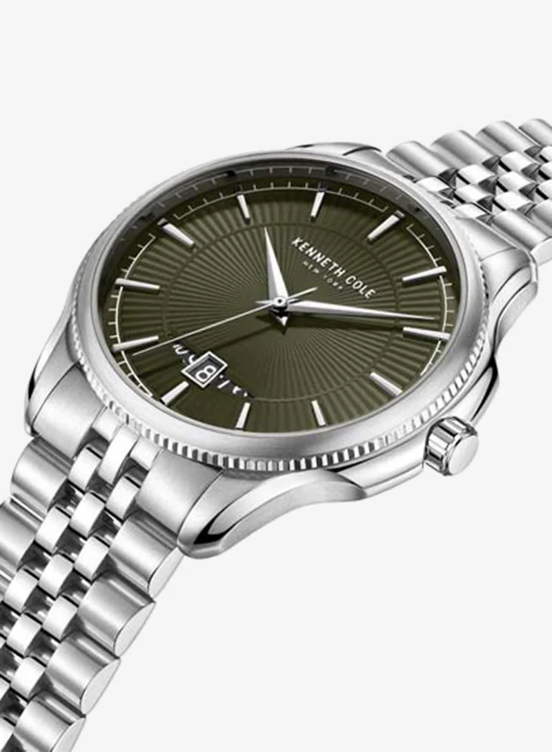 Kenneth Cole New York Modern Classic Olive Dial Stainless Steel Bracelet Analog Watch for Men