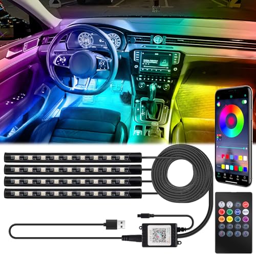 BFXM Car Interior Lights Car Accessories Interior 5V LED Strip Lights with USB Adapter Ambient Lighting App Remote Control Music Sync Color Change Lights for Truck Car Decor - Image 1