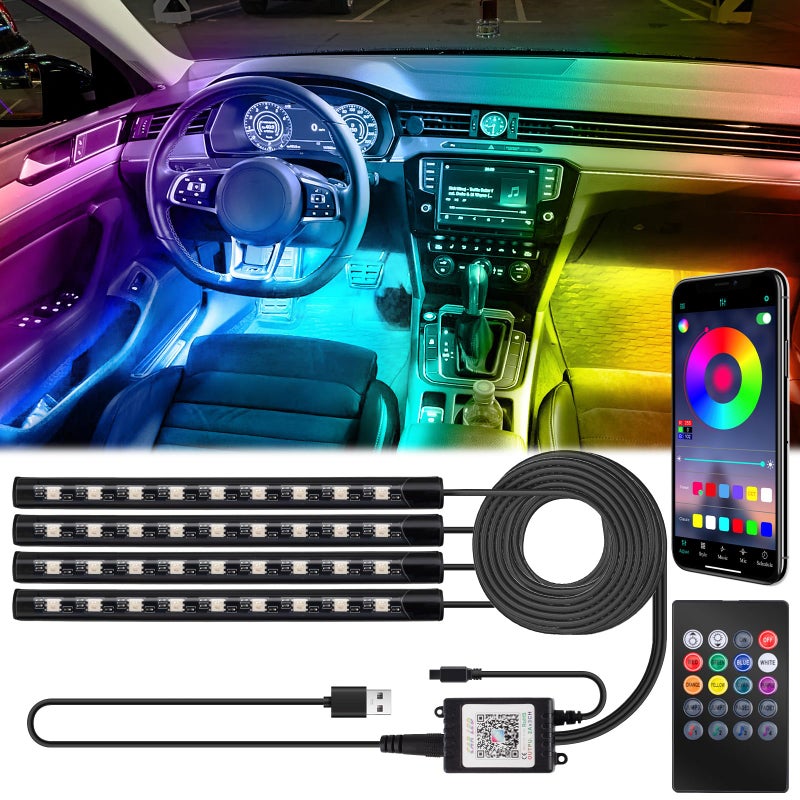 BFXM Car Interior Lights Car Accessories Interior 5V LED Strip Lights with USB Adapter Ambient Lighting App Remote Control Music Sync Color Change Lights for Truck Car Decor - Image 2