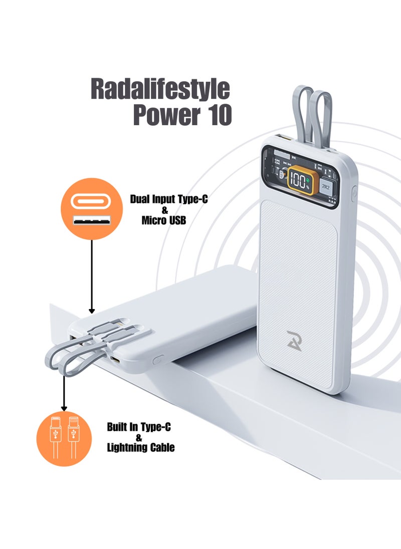 RADALIFESTYLE Power 10 Fast Charging Power Bank 25W 10000mAh & Inbuilt Cable  - Image 3