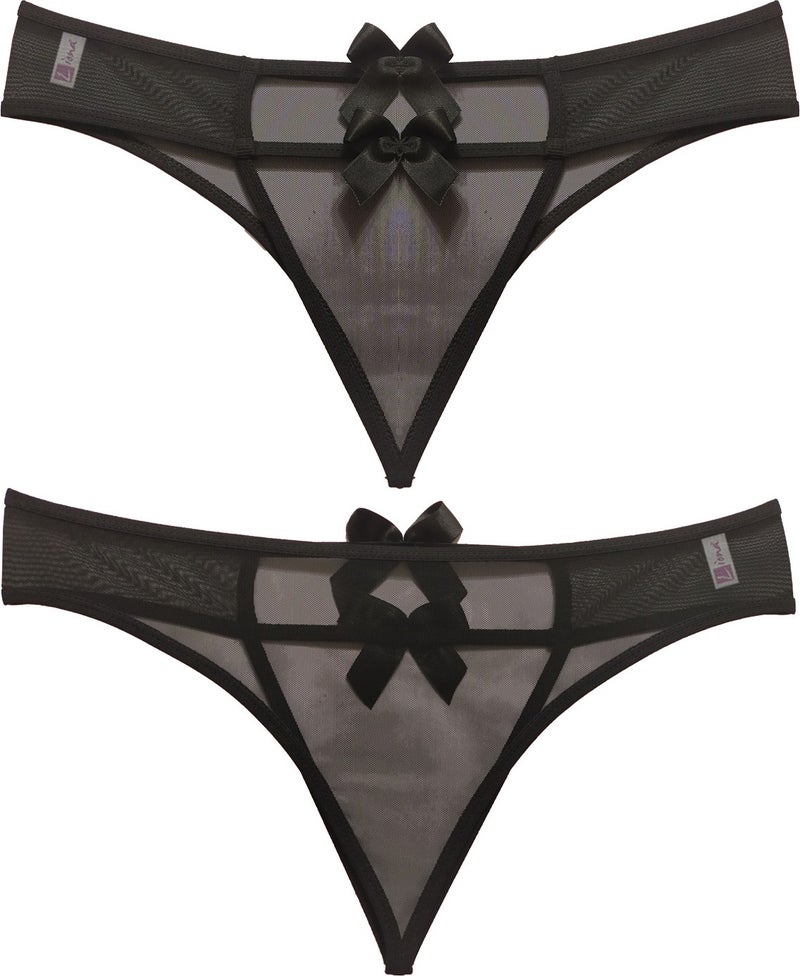 Liona Black Color Women Fantasy Underwear Open Back Bow Fantasy Panties - Image 1