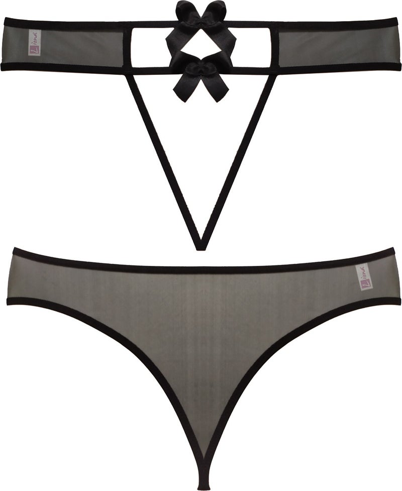 Liona Black Color Women Fantasy Underwear Open Back Bow Fantasy Panties - Image 3