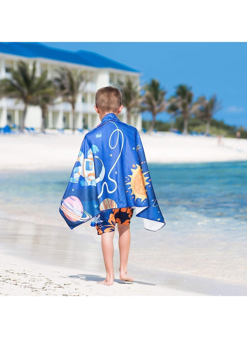 Children's beach towel, super absorbent and quick drying microfiber beach towel, astronaut print beach towel for travel beach swimming - Image 4