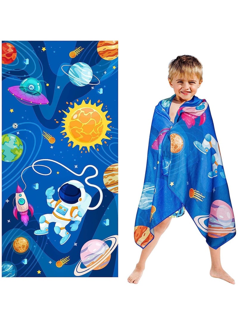 Children's beach towel, super absorbent and quick drying microfiber beach towel, astronaut print beach towel for travel beach swimming - Image 1