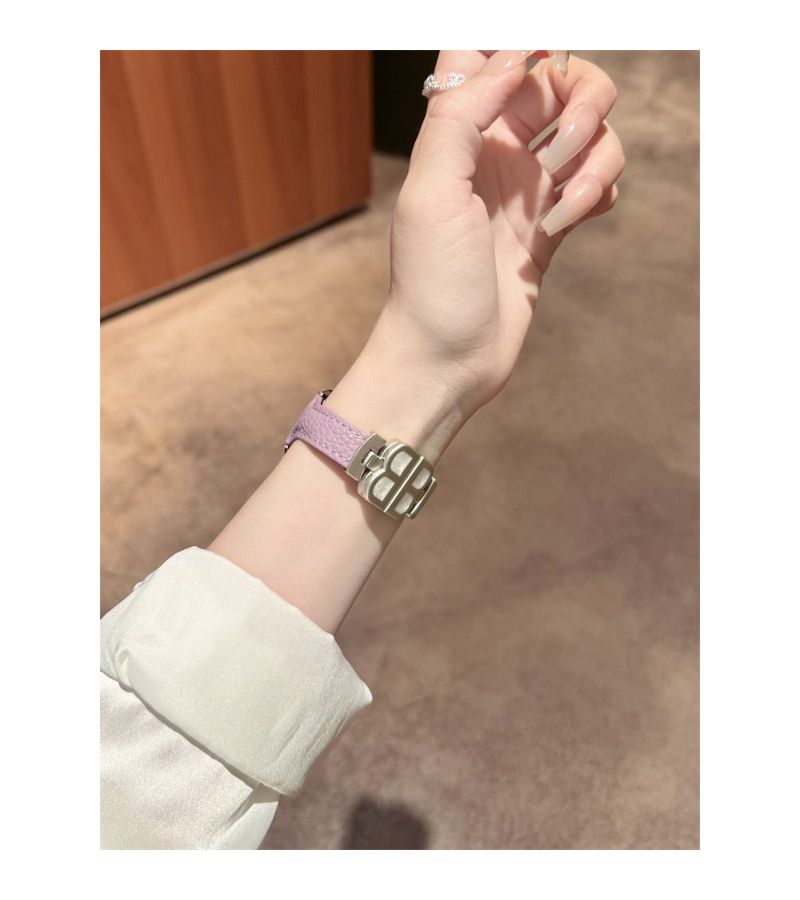 Synthetic Leather Watch Band For Samsung Galaxy Watch Ultra S10 S11 42mm 44mm 45mm 46mm 49mm Stylish Handmade Soft Strap Purple - Image 3