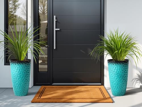 Ultym 23.75" H Large Tall Outdoor Planters, Set of 2 Plastic Large Flower Pots for Outdoor Plants, with Turquoise Teal Honeycomb Texture, Weather-Resistant for Porch, Garden, Patio or Indoor Use - Image 3