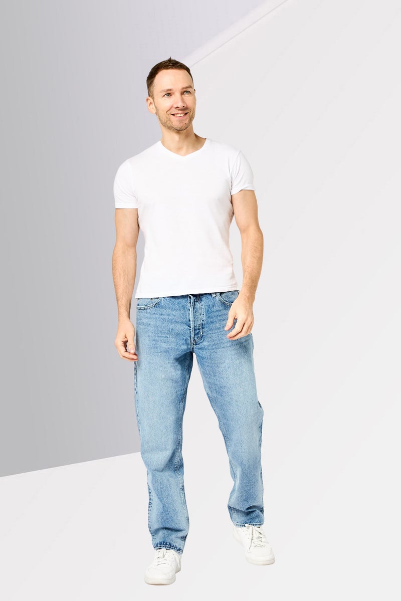 G-Star RAW جينز للرجال بقصة عادية مغسول بدون مرونة، أزرق مغسول - Image 2