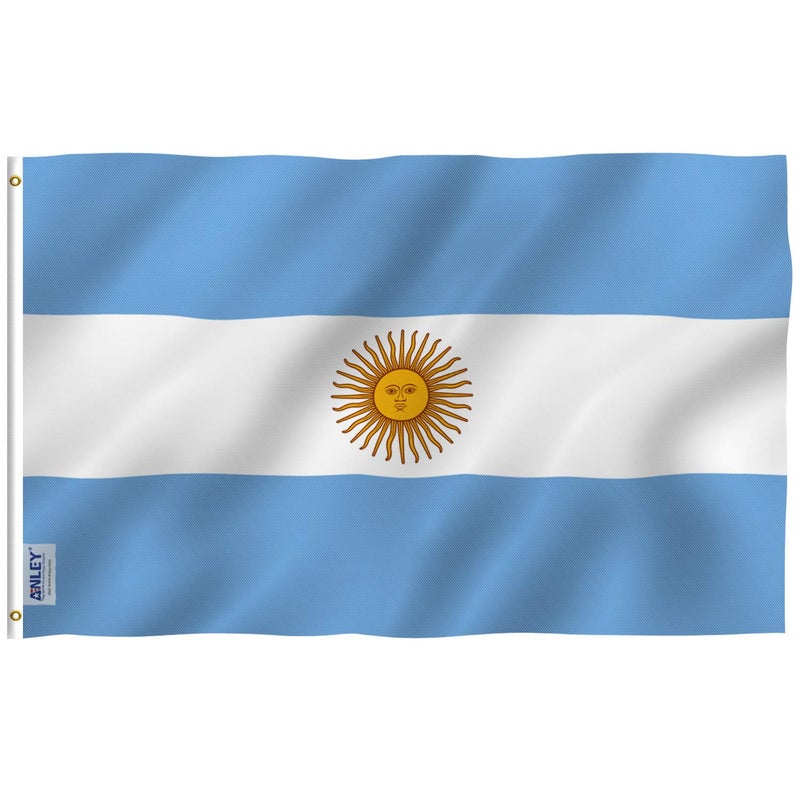 Anley Fly Breeze 3x5 Foot Argentina Flag Vivid Color and Fade proof Canvas Header and Double Stitched Argentinian National Flags Polyester with Brass Grommets 3 X 5 Ft - Image 2