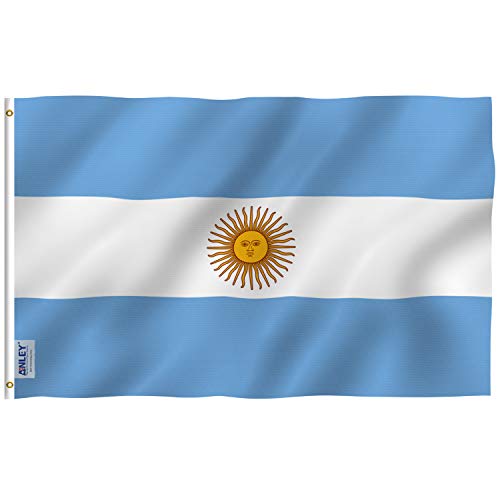 Anley Fly Breeze 3x5 Foot Argentina Flag Vivid Color and Fade proof Canvas Header and Double Stitched Argentinian National Flags Polyester with Brass Grommets 3 X 5 Ft - Image 1
