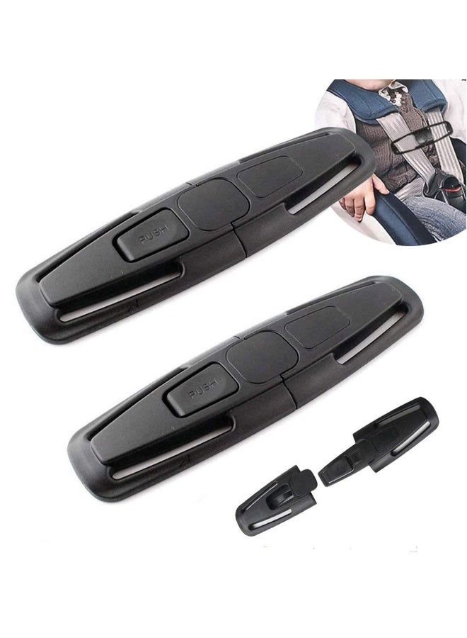 Car Safety Seat Strap Belt Lock Baby Child Harness Chest Clip Safe Buckle Black 2Pcs - Image 1