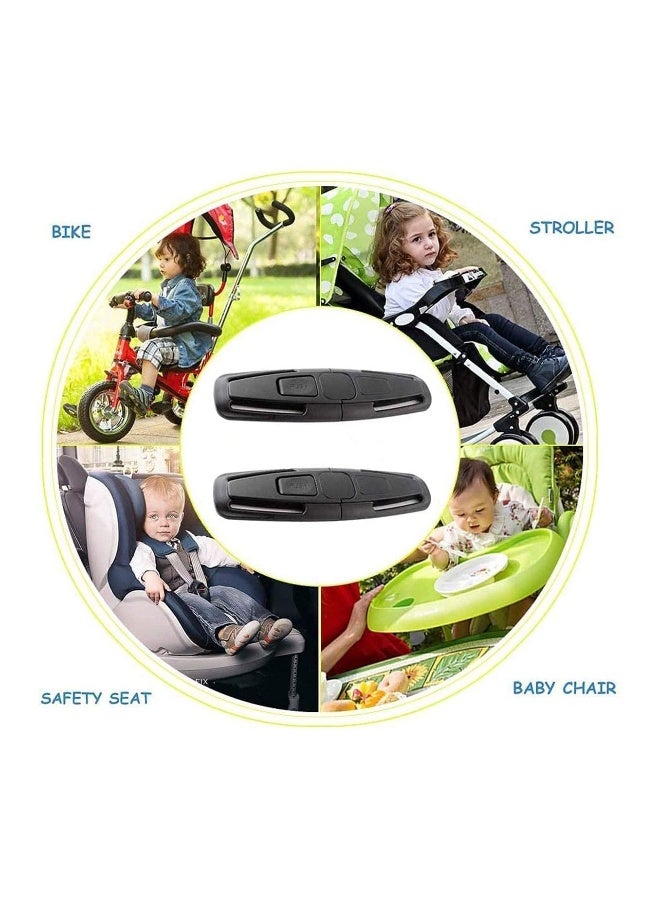 Car Safety Seat Strap Belt Lock Baby Child Harness Chest Clip Safe Buckle Black 2Pcs - Image 3