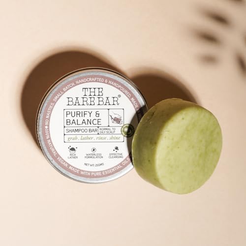 The Bare Bar Purify & Balance Shampoo Bar - 25gm | Refreshing Scent | Shampoo Bar | Waterless Formula eco-kind. Sulfate-Free: Mild yet effective cleansing. Silicone-Free Travel-Friendly - Image 1