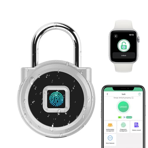 eLinkSmart Gym Locker Padlock with Fingerprint Remote Authorized Unlock Record - Waterproof Security Keyless Smart Lock for School Gym Locker Backpack Gun Case Field Box Silver Support iOS Watch - Image 1