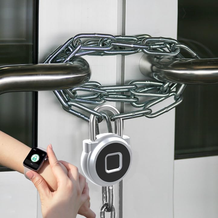 eLinkSmart Gym Locker Padlock with Fingerprint Remote Authorized Unlock Record - Waterproof Security Keyless Smart Lock for School Gym Locker Backpack Gun Case Field Box Silver Support iOS Watch - Image 2