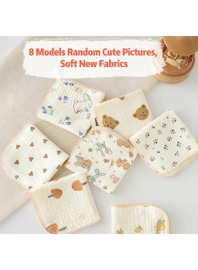 Caiery 8 قطع من مناشف الأطفال الناعمة | منشفة موسلين للأطفال | مناشف للوجه للمواليد ذوي البشرة الحساسة | هدية استحمام لسجل المواليد، 12X12 بوصة (30x30 سم) - Image 2