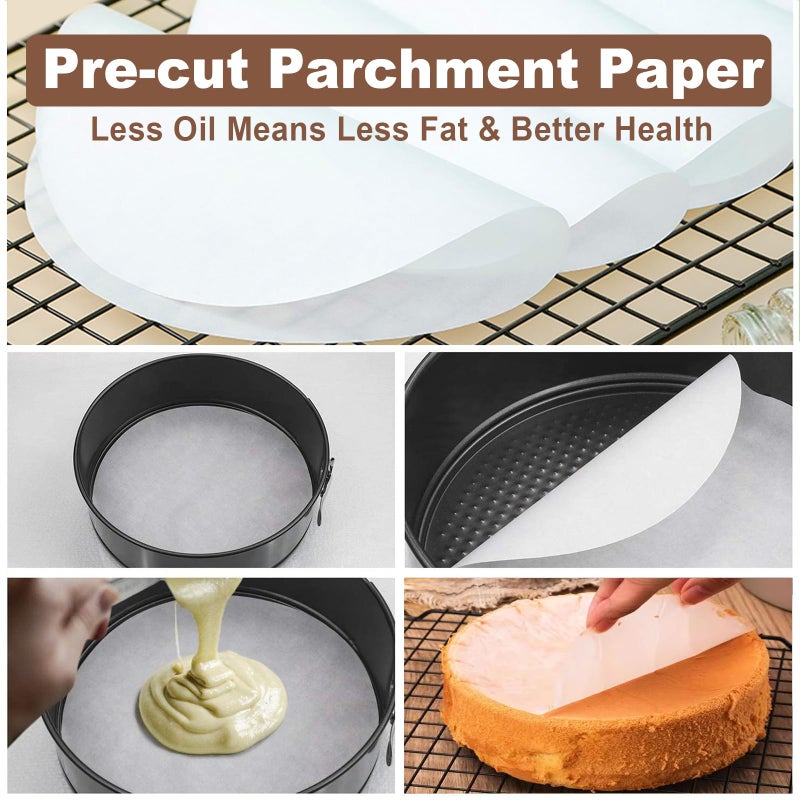Molgree 4 7 9 Inch Springform Pan Set of 3, Leakproof Cheesecake Pan with Protector, Nonstick Spring Form Pans for Cheesecake, Round Cake Pans Sets for Baking with Removable Bottom and 50Pcs Parchment Paper - Image 5
