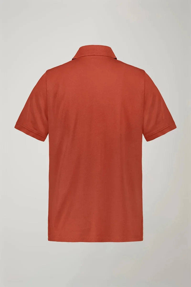 Doppelganger Brown Men's short sleeve polo shirt 100% piquet cotton regular fit - Clay for Men | Best Price UAE