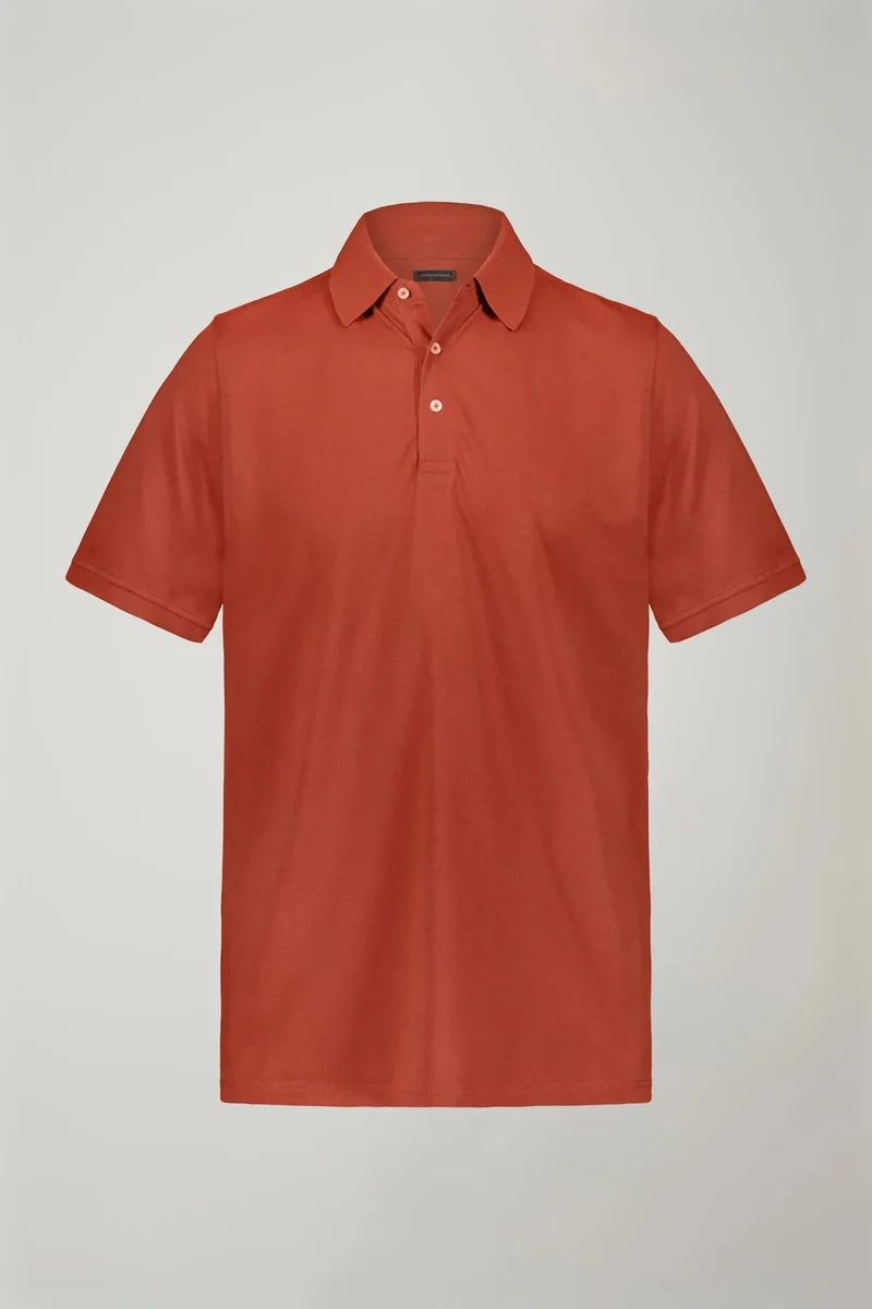 Doppelganger Brown Men's short sleeve polo shirt 100% piquet cotton regular fit - Clay for Men | Best Price UAE
