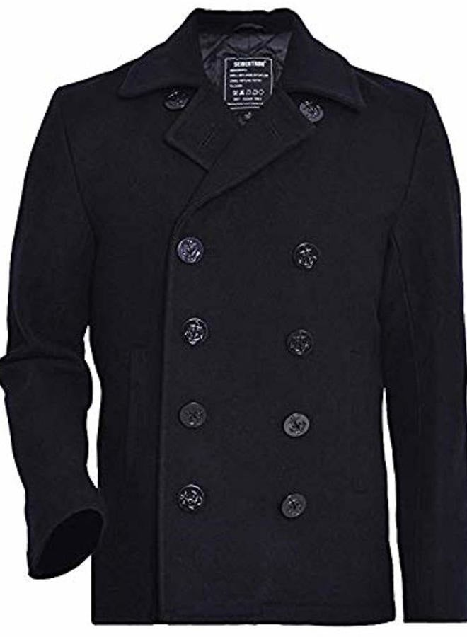 Seibertron Men's Woolen Coat US Navy Type 80% Wool USN Pea Coat, Black, 3XL - Image 1