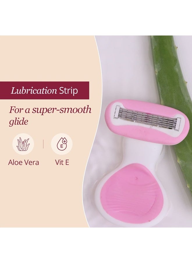 CARMESI Body Razor for Women's Hair Removal | With Travel Case | 5-Blade Precision | Smooth & Hassle-Free Shaving on the Go | Aloe Vera & Vit E | 1 Pc  - Image 5